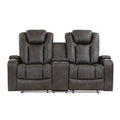 Luxury Comfort Modern Living Room Furniture 3Pc Sofa Set Power Reclining Sofa Loveseat Premium Faux Leather Upholstery, Power Headrests, Led Light, Usb Ports, Cup Holders, Hidden Storage Brown Gray Faux Leather Wood Primary Living Space Luxury,Modern