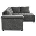 Mirod 91.5 Inch L Shaped Couch With Pull Out Bed And Storage Sectional Sleeper Sofa With Hidden Storagewide Armrest With Storage,For Living Room, Apartment, Bedroom, Office Grey Polyester 3 Seat