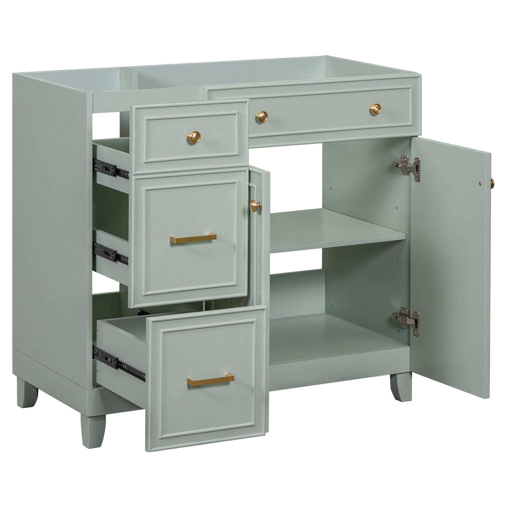 Cabinet Only 36" Green Bathroom Vanity Sink Not Included Green Bathroom Solid Wood Mdf
