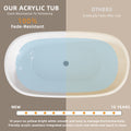 55 Inch Acrylic Freestanding Bathtub Modern Stand Alone Soaking Bathtub With Overflow And Pop Up Drain Gloss Black Black White Oval Bathroom Freestanding Tubs Polished Less Than 59 In Contemporary,Modern Soaking Center Fiberglass Acrylic
