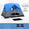 3 Person Outdoor Camping Tent With Removable Floor Mat For Camping Hiking Traveling Blue Mesh