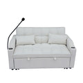 Modern Velvet Loveseat Futon Sofa Couch W Pullout Bed,Small Beautiful Seat Lounge Sofa With Adjustable Reclining Backrest,Toss Pillows, Pockets,Furniture For Living Room,3 In 1 Convertible Sleeper Sofa Bed Full Beige Velvet