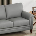 Westcott Leather Loveseat Silver Grey Memory Foam Genuine Leather