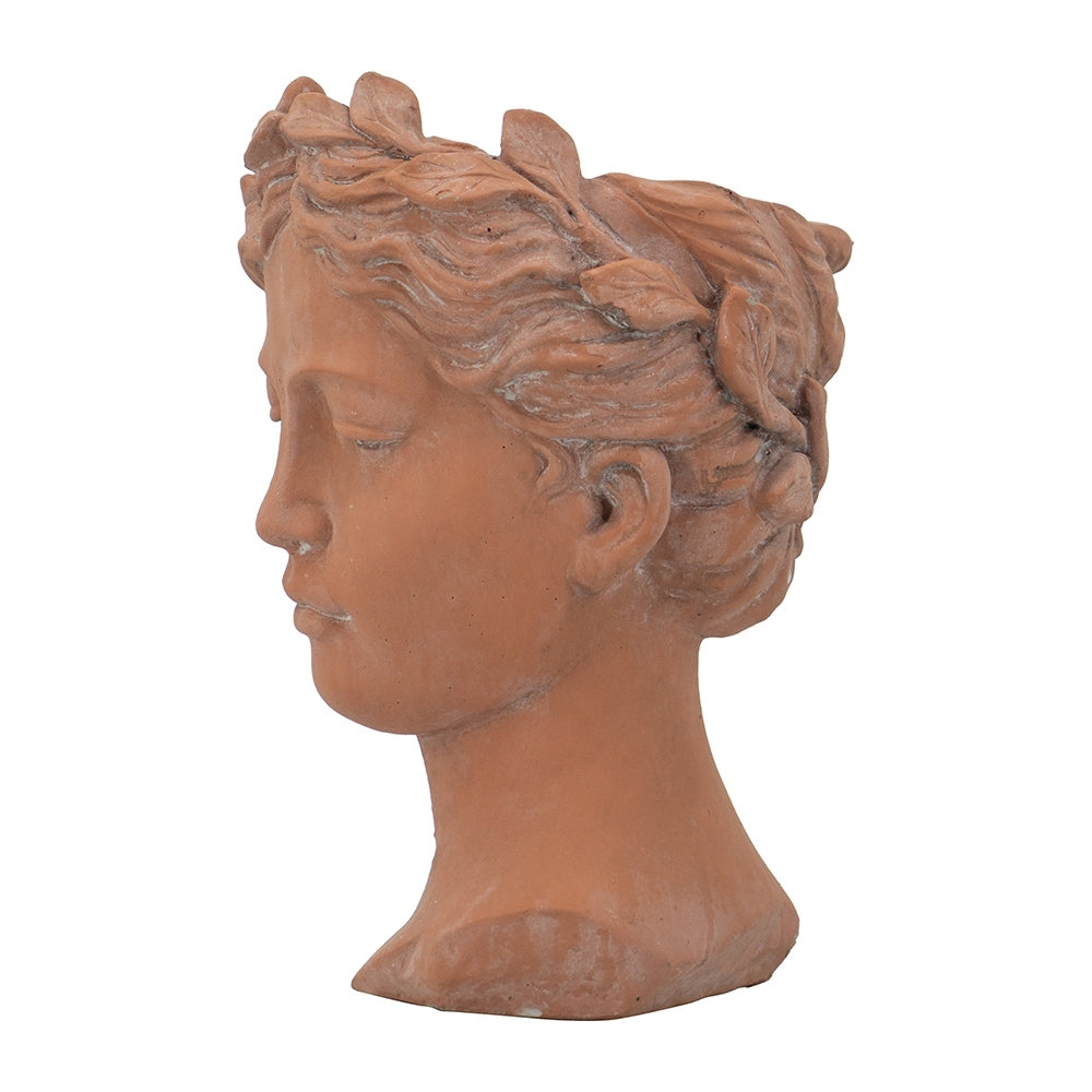 D7X11" Visage Head Bust Planter, Brown Brown Garden & Outdoor Cement