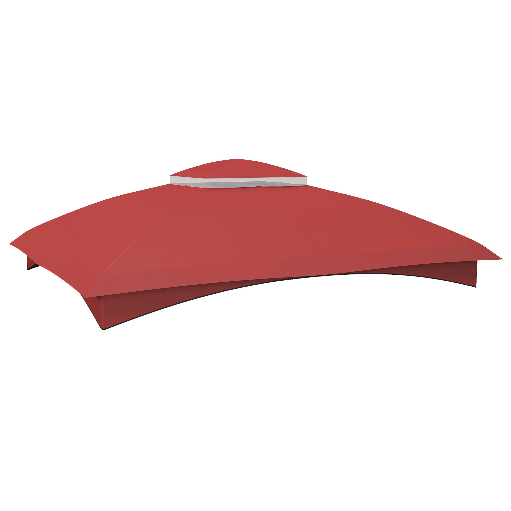 Outsunny 10' X 12' Gazebo Canopy Replacement, 2 Tier Outdoor Gazebo Cover Top Roof With Drainage Holes, Top Only , Wine Red Red Polyester