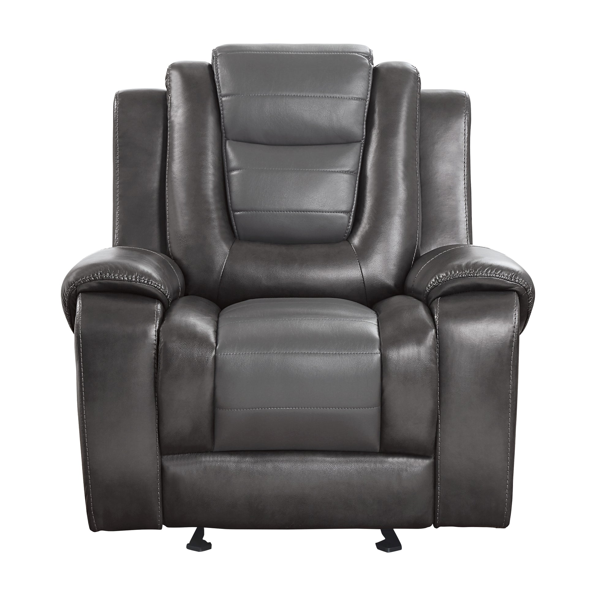 Modern Luxury Living Room Sofa Set 3Pc Reclining Sofa Loveseat Glider Reclining Chair Formal Furniture Premium Faux Leather Upholstery Comfortable Two Tone Gray Finish Dark Gray,Light Gray Faux Leather Wood Primary Living Space Luxury,Modern