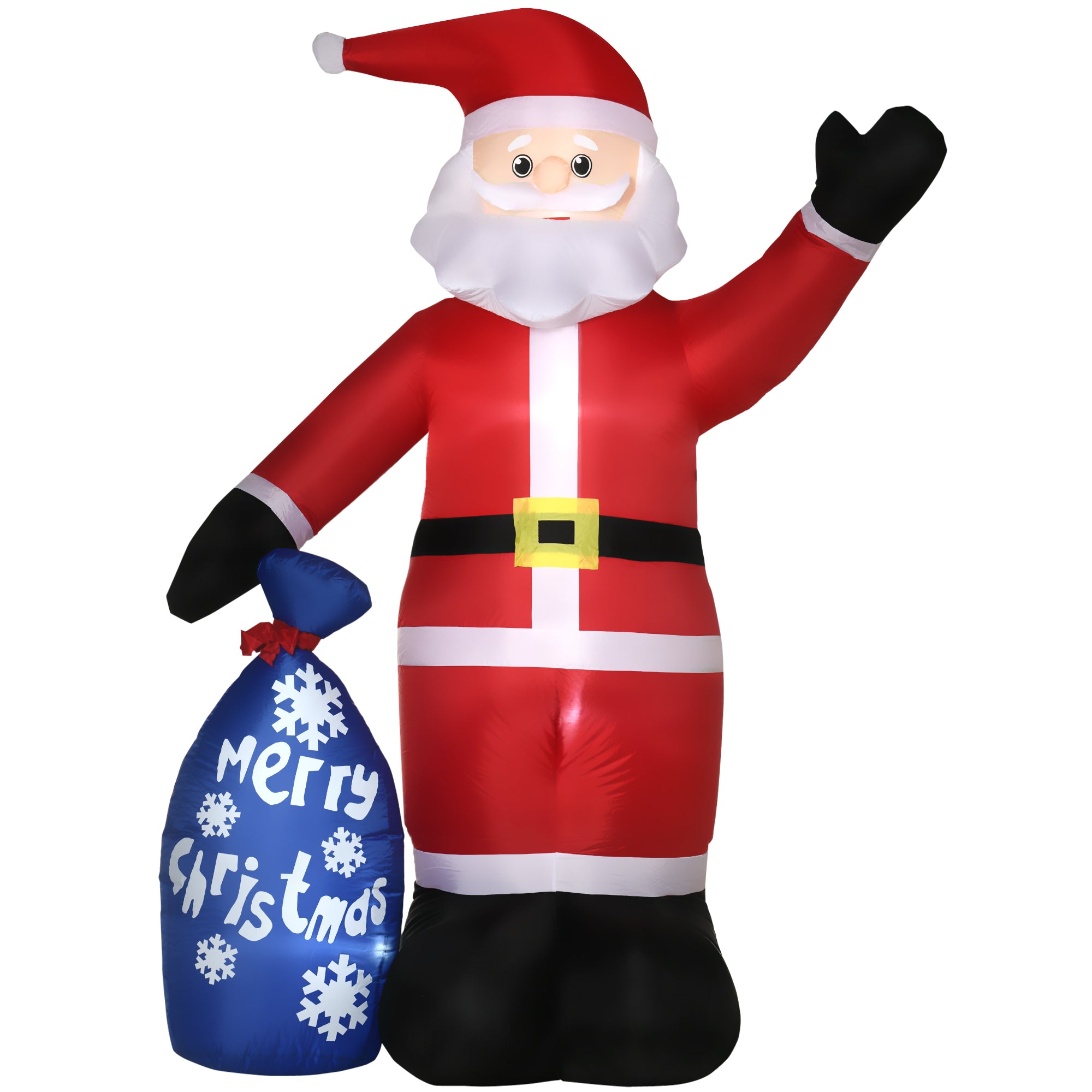 Outsunny 8Ft Christmas Inflatables Outdoor Decorations Smiling Santa Claus With Gift Bag, Blow Up Led Yard Christmas Decor For Lawn Garden Party Red Polyester