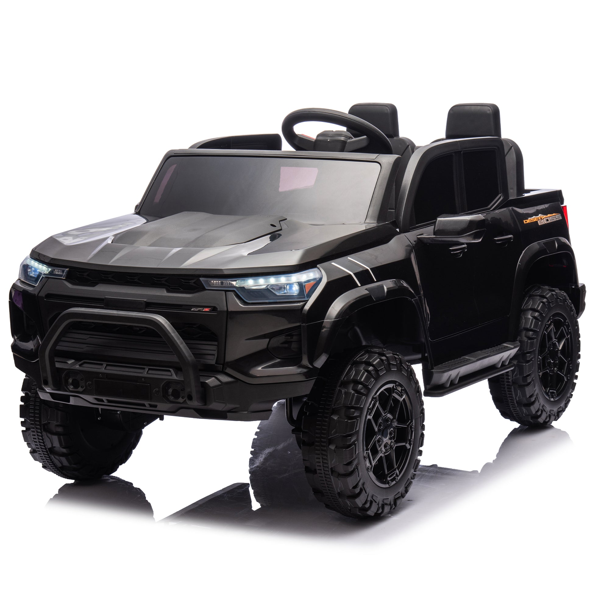 24V10A Two Seater Kids Ride On Electric Pickup, Kids Ride On Toy W Parents Remote Control,4Wd 800W Motors,Two Safety Belts,High Gate Safety Design,Usb,Bluetooth, Speed 2.49 3.73Mph For Kids Aged 3 . Black 50 99 Lbs Polypropylene