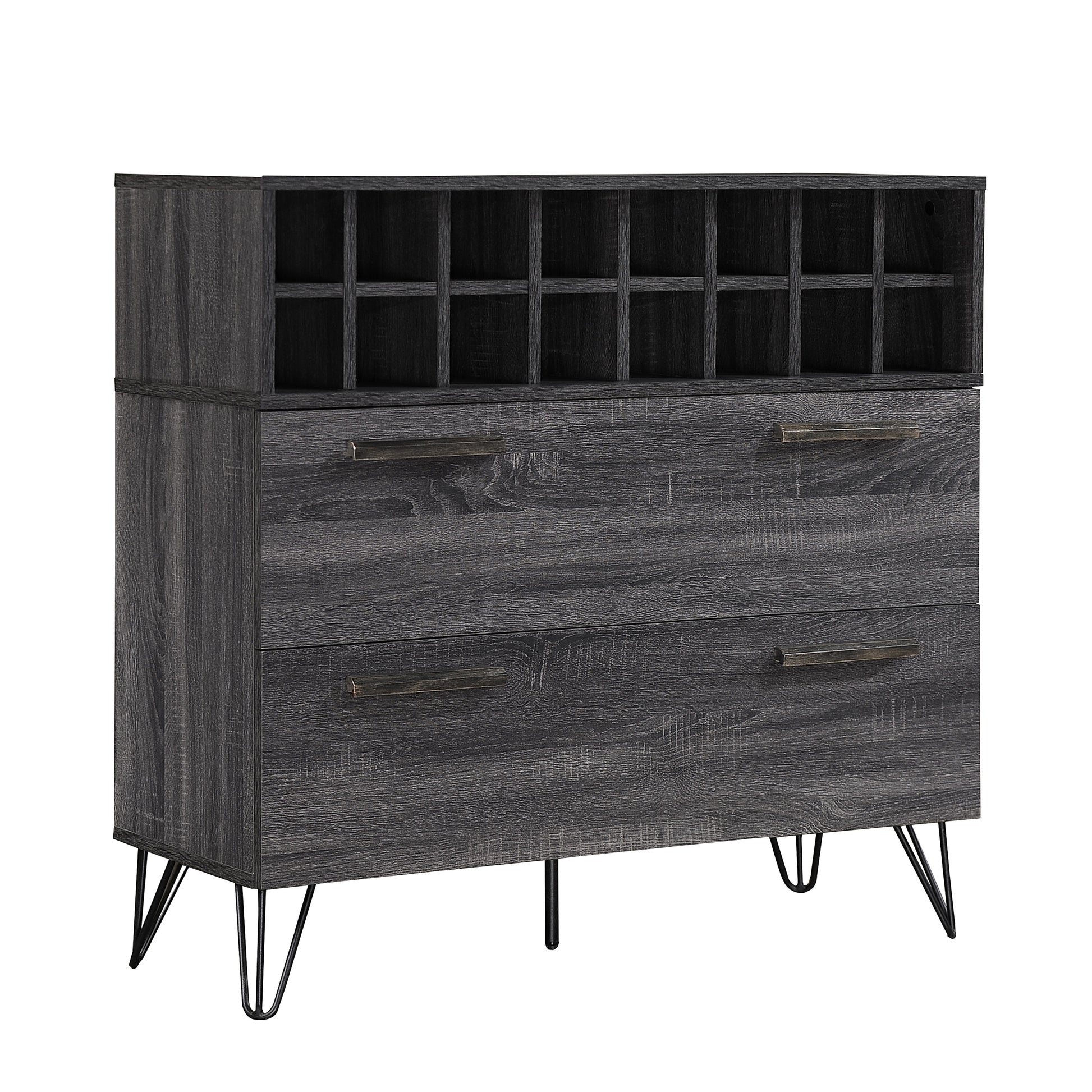 Wine & Bar Cabinet Grey Wood Metal