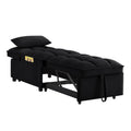 4 In1 Multi Function Single Sofa Bed With Storage Pockets,Tufted Single Pull Out Sofa Bed With Adjustable Backrest And Pillows ,Convertible Chaise Lounge,Black Black Velvet Metal Primary Living Space Medium Soft American Design Armless Foam Velvet 1 Seat