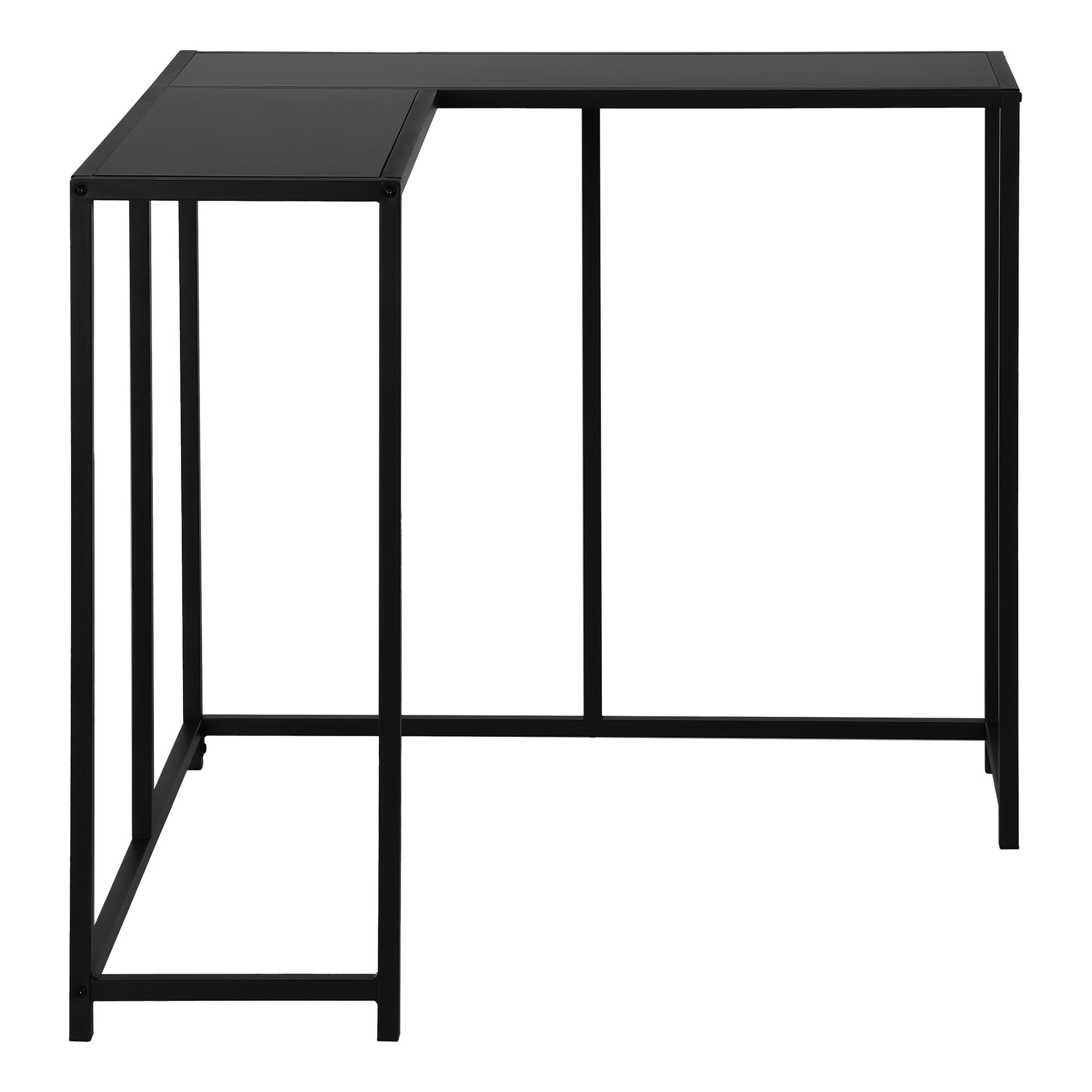 Accent Table, Console, Entryway, Narrow, Corner, Living Room, Bedroom, Black Laminate, Black Metal, Contemporary, Modern Black Particle Board