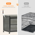 Furniture Dog Crate Sliding Iron Door Dog Crate With Mat. Grey,43.7''W X 30''D X 33.7''H Grey Dog Particle Board