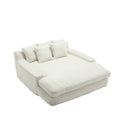 Coolmore Chenille 2 Seater Lazy Sofa With 5 Back Pillows,Comfy Sofa Deep Seat Couch For Living Room,Club White White Chenille 2 Seat