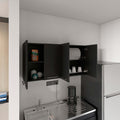Stockton Rectangle Four Swing Doors Wall Cabinet Black Wengue Black Particle Board