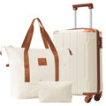 Hardshell Luggage Sets 3 Piece Carry On Suitcases With Wheels, Tsa Lock For Men Women, White Brown 20In Brown White Abs