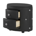 Elegant Pu Nightstand With 2 Drawers And Crystal Handle,Fully Assembled Except Legs&Handles,Storage Bedside Table Black Black Pu