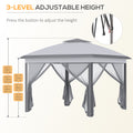 Outsunny 11' X 11' Pop Up Canopy Tent With Netting And Carry Bag, Instant Gazebo Sun Shelter, Tents For Parties With 121 Square Feet Of Shade, For Outdoor, Garden, Patio, Gray Grey Steel