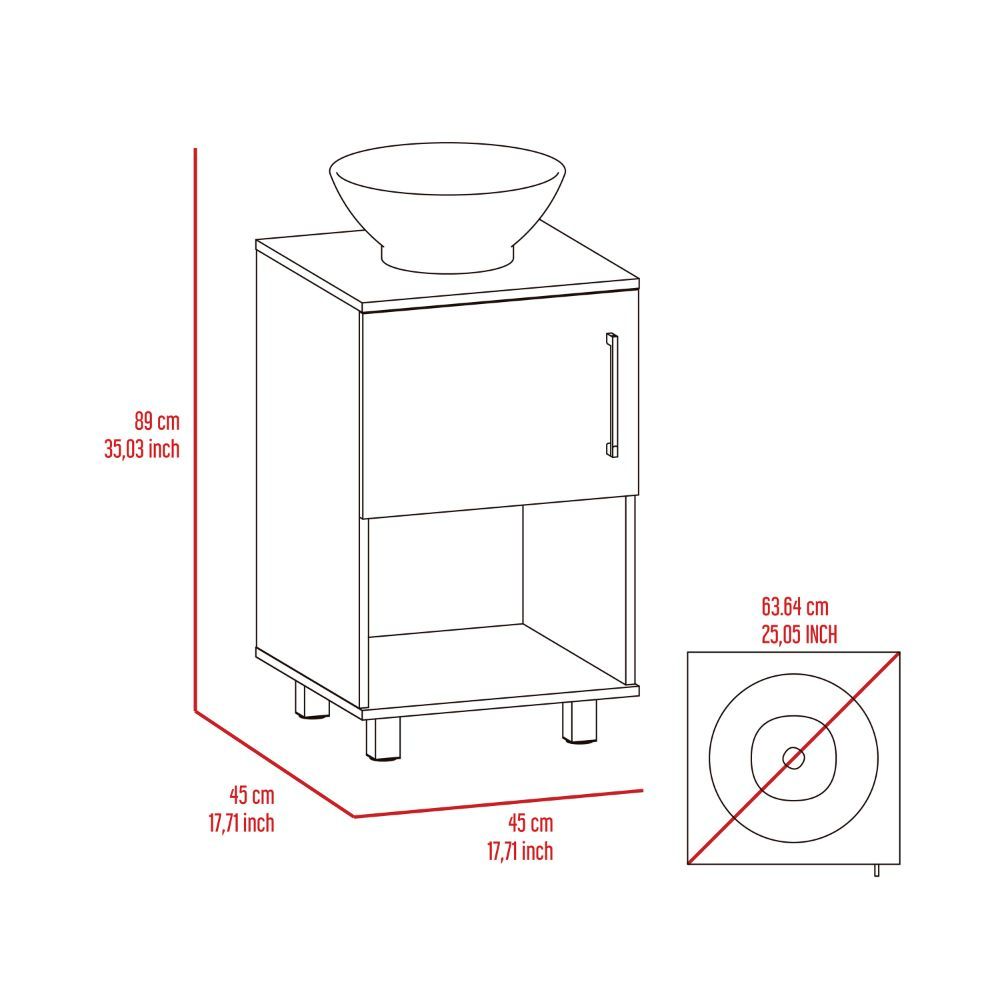 Single Bathroom Vanity, One Open Shelf, Single Door Cabinet, White White Solid Wood Mdf Engineered Wood