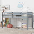 Solid Wooden, Rubber Wooden Twin Loft Bed With Ladder, Bed Platform Of Strengthened Slatsgrey Twin Grey Rubber Wood