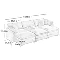 Oversized Modular Cushion Sofa, Portable Ottoman, L Shaped Corner Low Back Deep Seating Spacious Sofa Setfor Home Apartment Living Room Set, Green Corduroy Green Corduroy 3 Seat