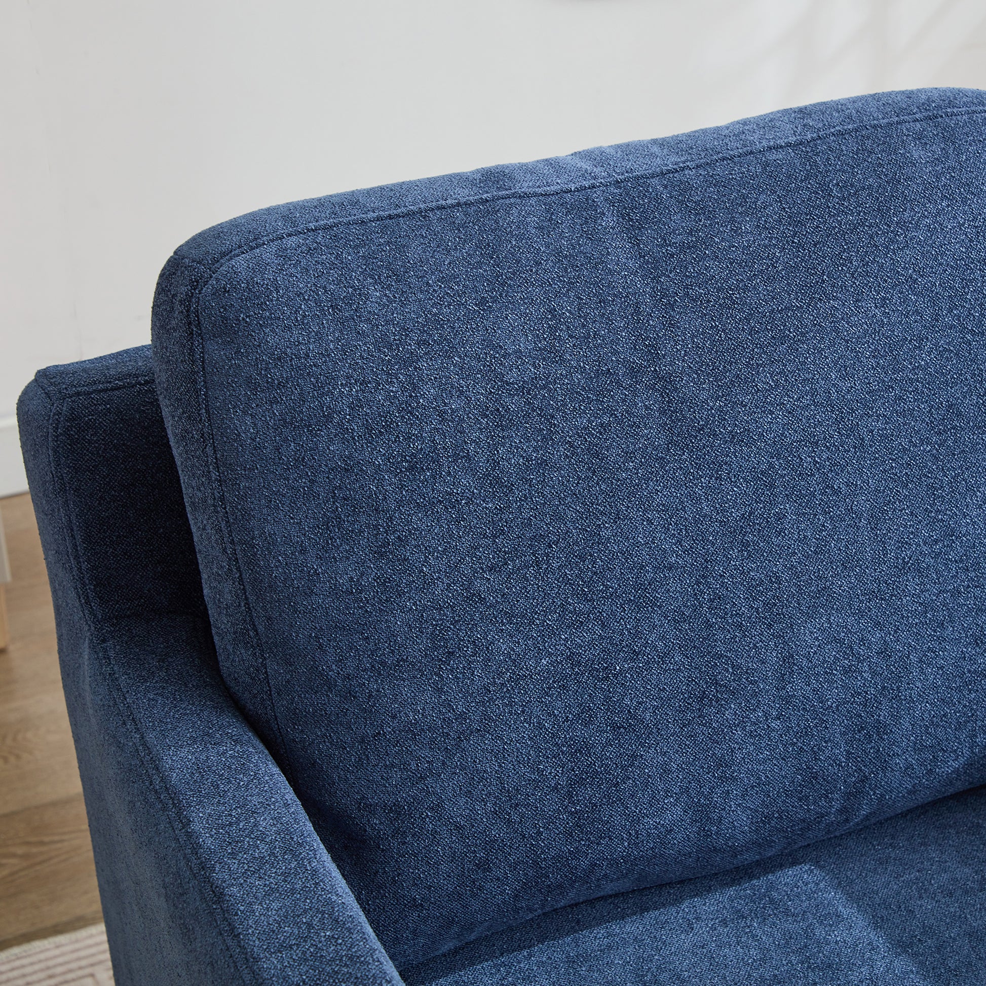 29.92'' Swivel Accent Chair, Upholstered Skirted Swivel Chair With Removable Back Cushion, 360 Degree Comfy Armchair For Living Room, Nursery, Lounge,Office,Navy Chenille Navy Chenille