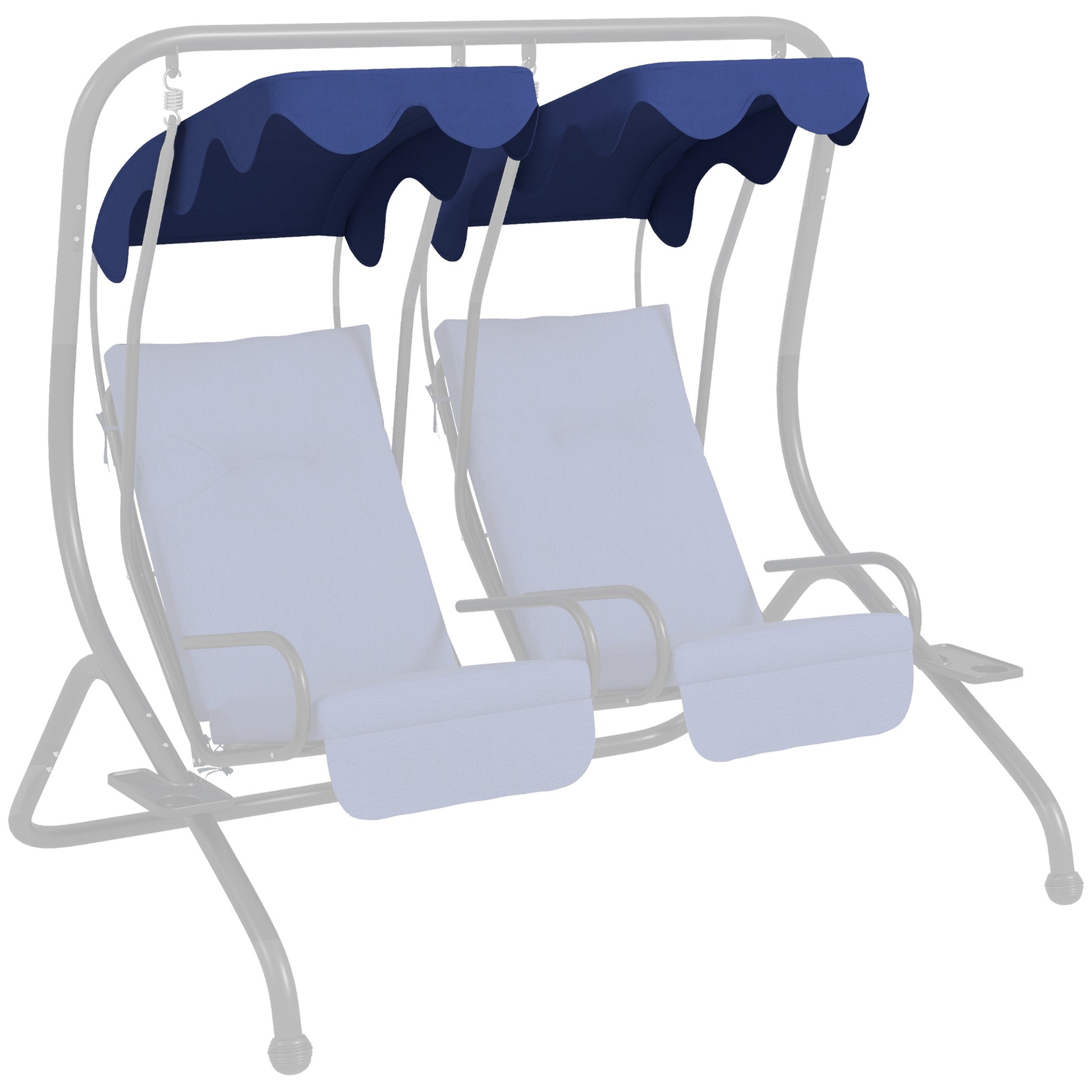 Outsunny 2 Seater Swing Canopy Replacement With Tubular Framework, Outdoor Swing Sunshade Top Cover Canopy Only , Dark Blue Dark Blue Polyester