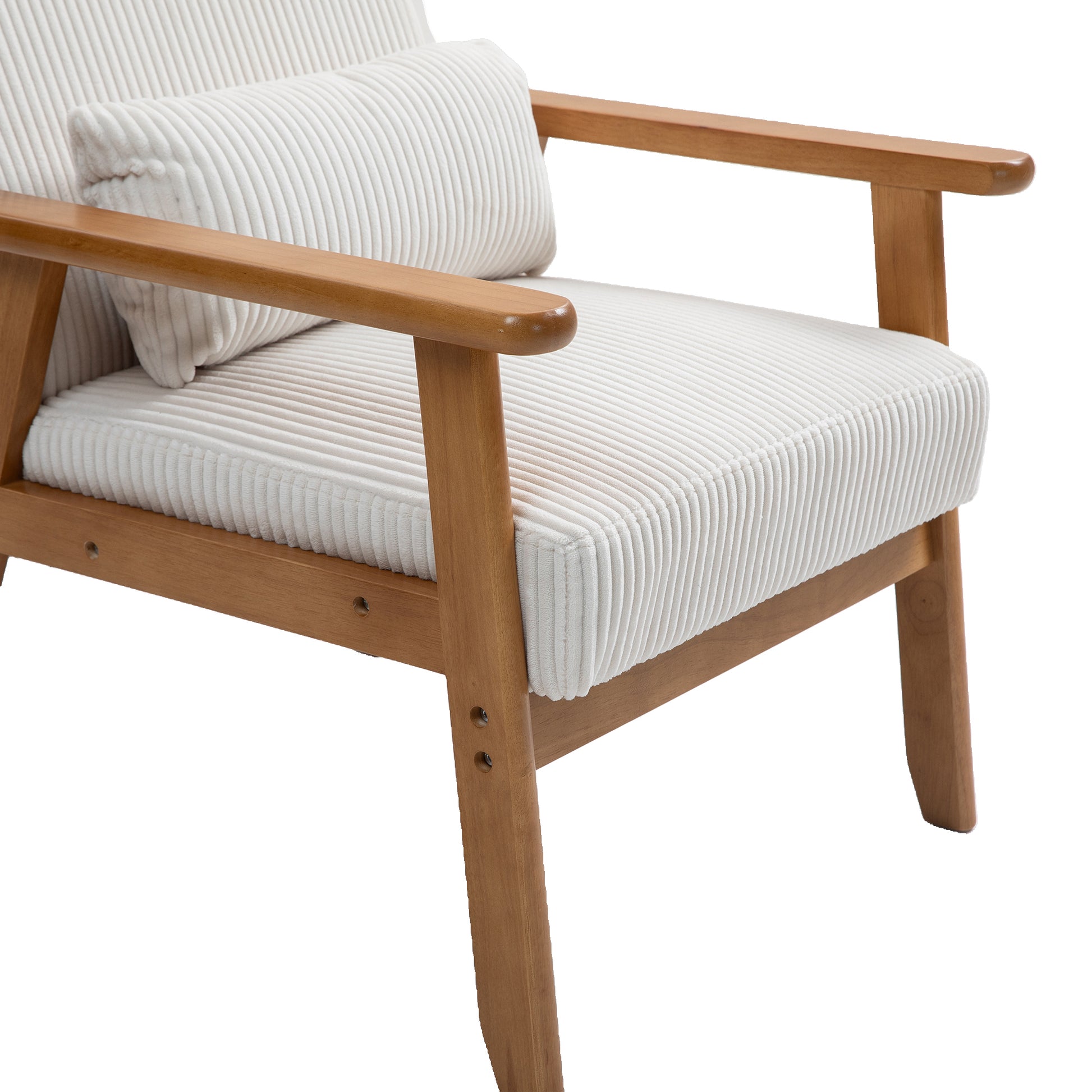 Leisure Chair With Solid Wood Armrest And Feet, Leisure Chair, Wood Frame, Velvet, Solid Rubber Wood Legs, Mid Century Modern Accent Chair, For Living Room Bedroom Studio Chair,Two Packs Beige Corduroy