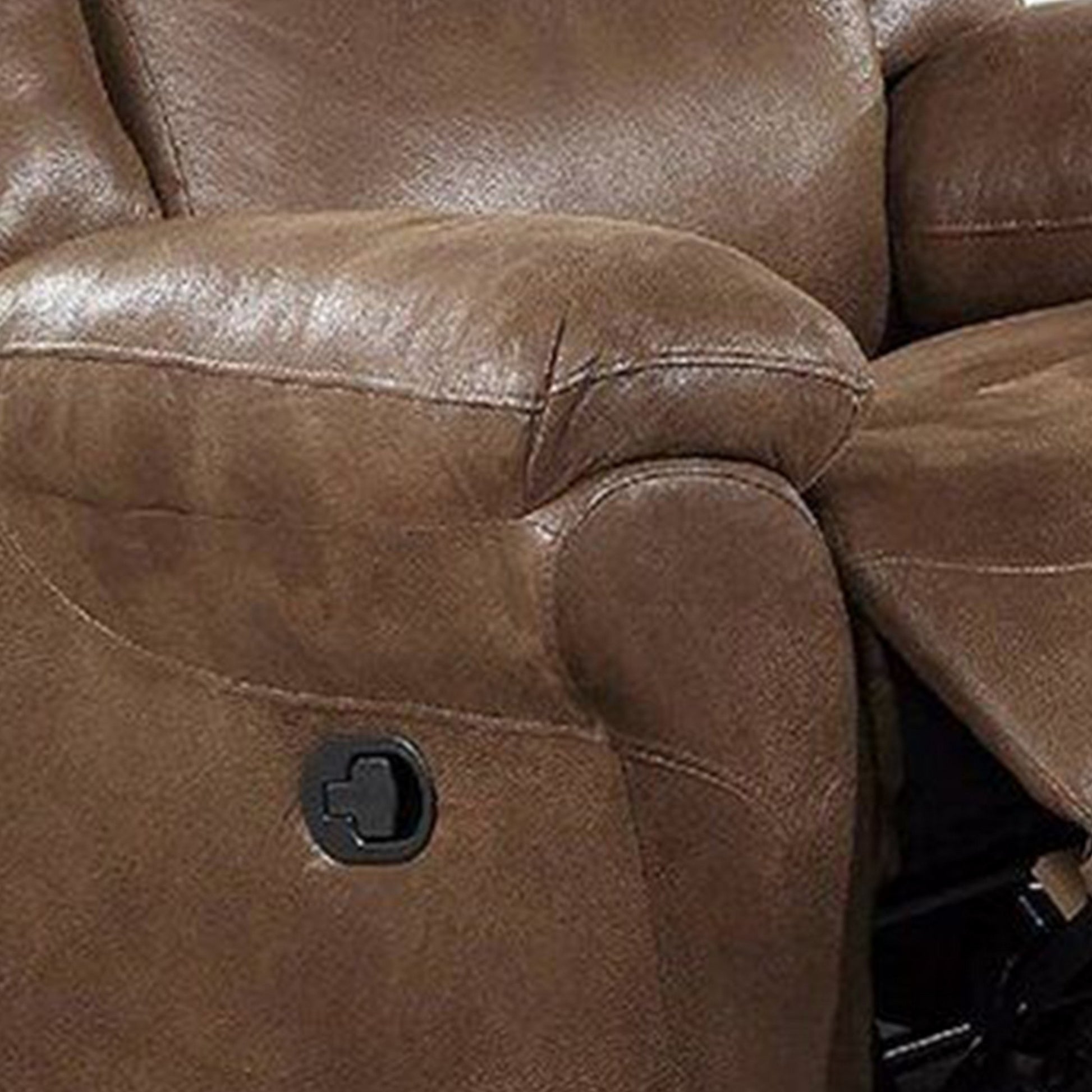 Betty 41 Inch Manual Recliner Armchair, Pull Tab Mechanism, Rich Brown Brown Faux Leather