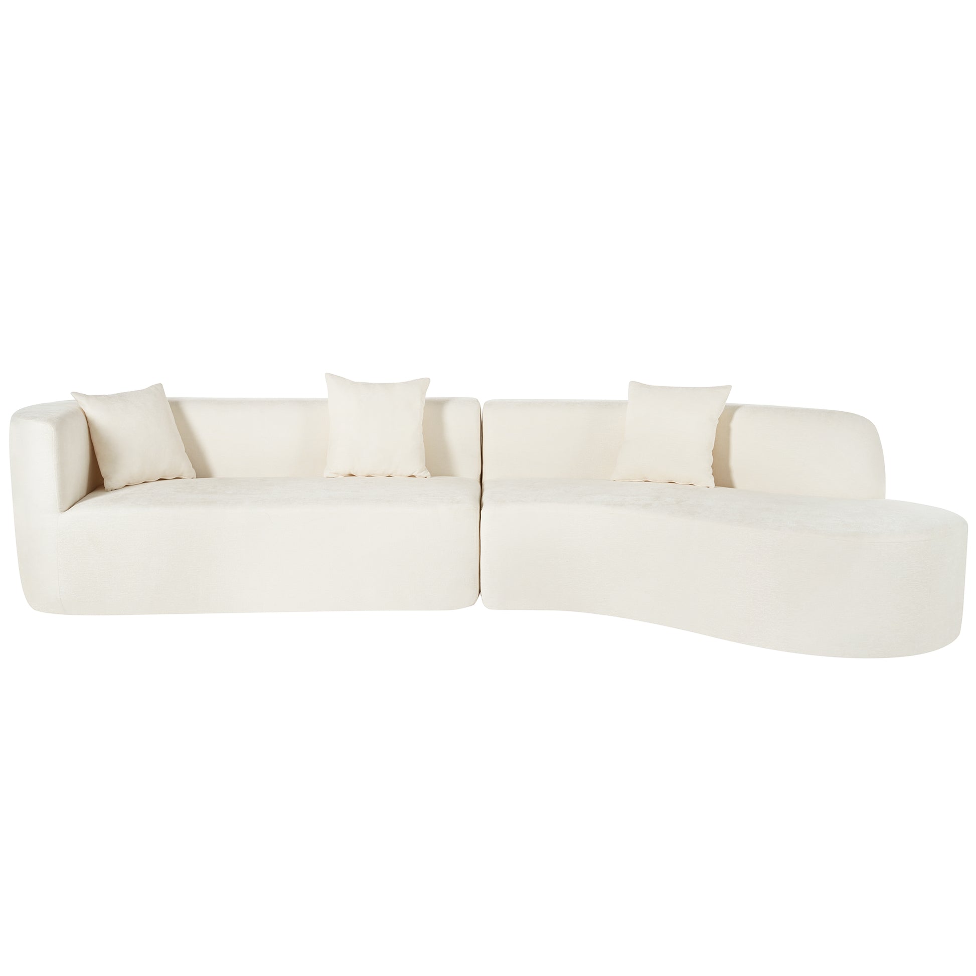 Modern Large 2 Piece Sectional Sofa With 3 Pillows,For Living Room, Bedroom Beige Polyester 2 Seat