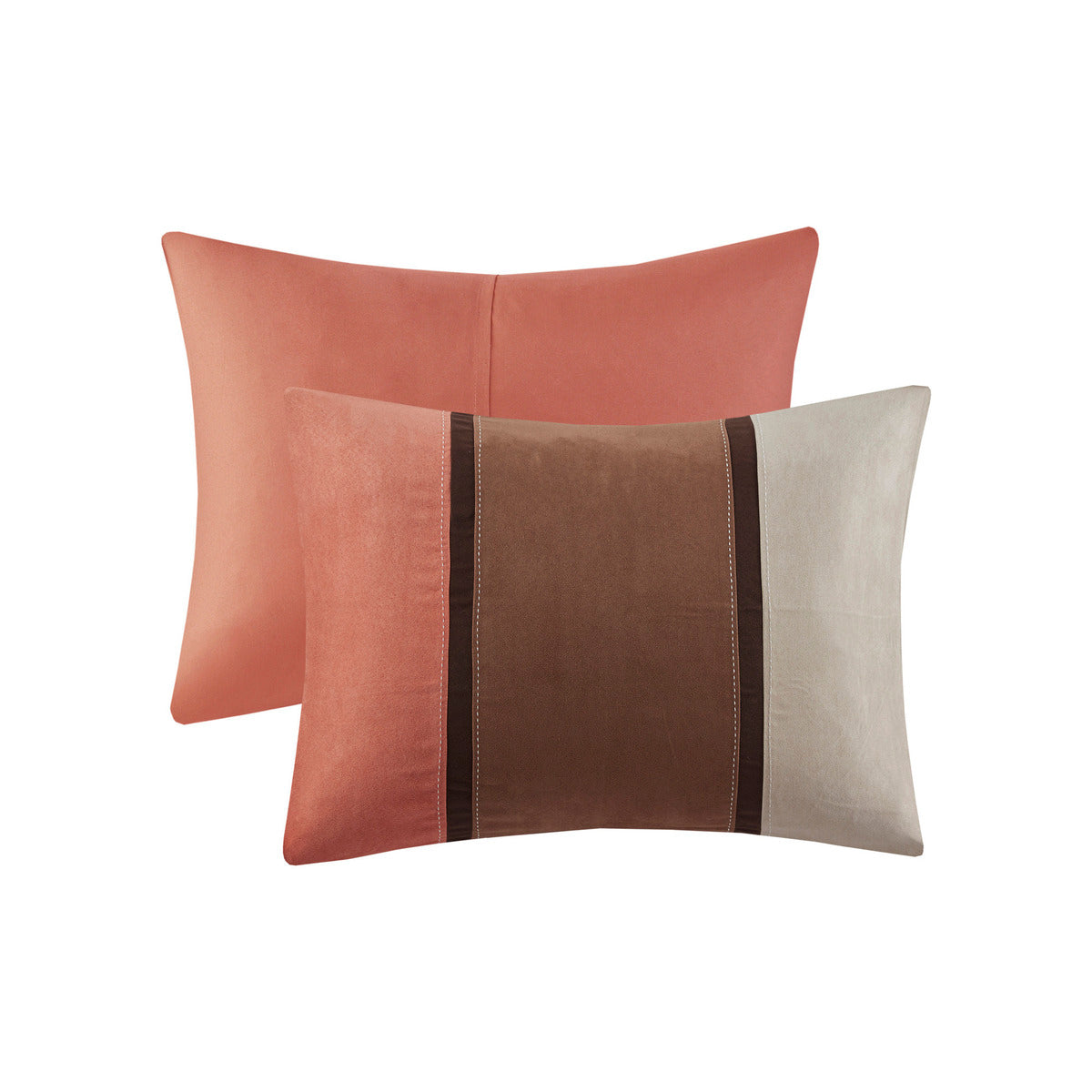7 Piece Faux Suede Comforter Set Coral Cal King California King Coral Polyester