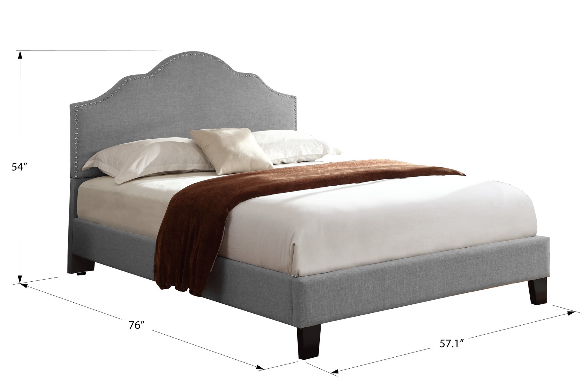 Kopa Gray Full Upholstered Bed Full Gray Foam Solid Wood