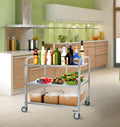 3 Tier Stainless Steel Cart, Serving Cart With Wheels, Restaurant, Household, Service Trolley, 360 Rotation Storage Cart With Locking Wheels 37.4 * 19.2 * 36.6'' L*W*H Rolling Kitchen Food Cart White Silver Stainless Steel