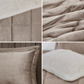 Plush To Sherpa Down Alternative Comforter Set Queen Taupe Ivory Polyester