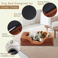 28'' Orthopedic Dog Bed For Medium Dog, Memory Foam Dog Bed, Egg Crate Foam Dog Couch Bed With Washable Removable Cover, Brown Brown Faux Fur