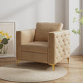 Accent Chair For Living Room Upholstered Arm Chair With Metal Legs Velvet Khaki Khaki Foam Fabric