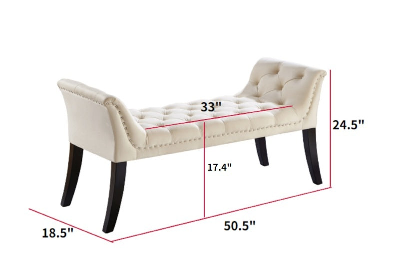 D5810 Espresso Bedroom Black Rubberwood Wood Beige Garden Stools Velvet Rectangular Antique,Classic,Contemporary,Modern Armrest Shelves Solid Wood Mdf Fabric