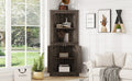 Tall Corner Cabinet With Doors For Living Room, Bathroom,Dining Room Or Kitchen,Color:Dark Walnut Walnut Mdf