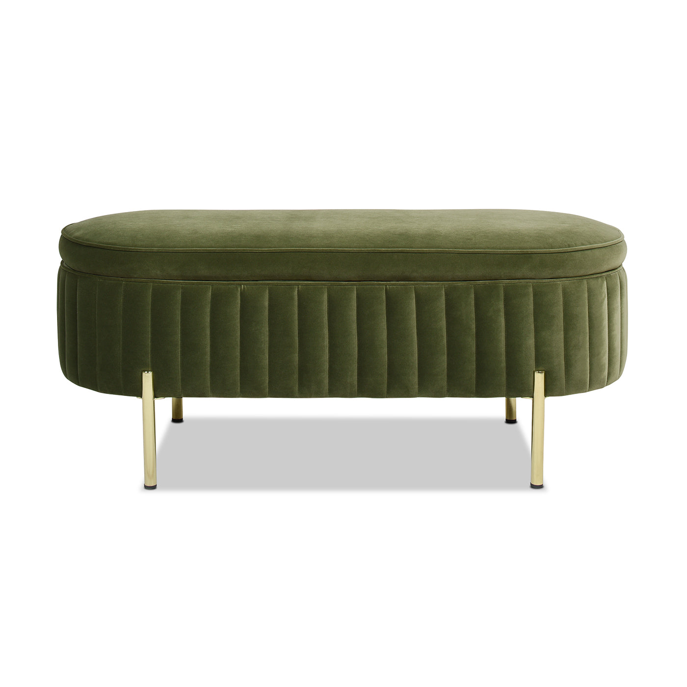 Chloe Modern Glam Storage Bench, Olive Green Performance Velvet Olive Green Foam Velvet