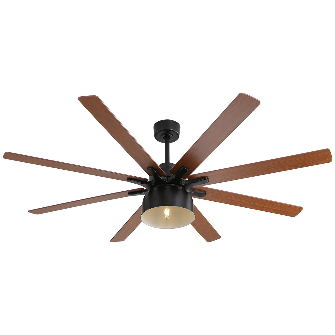 52 Inch Ceiling Fan With 6 Speed Wind 8 Dual Colors Blades Remote Control Reversible Dc Motor With Light Black Plywood