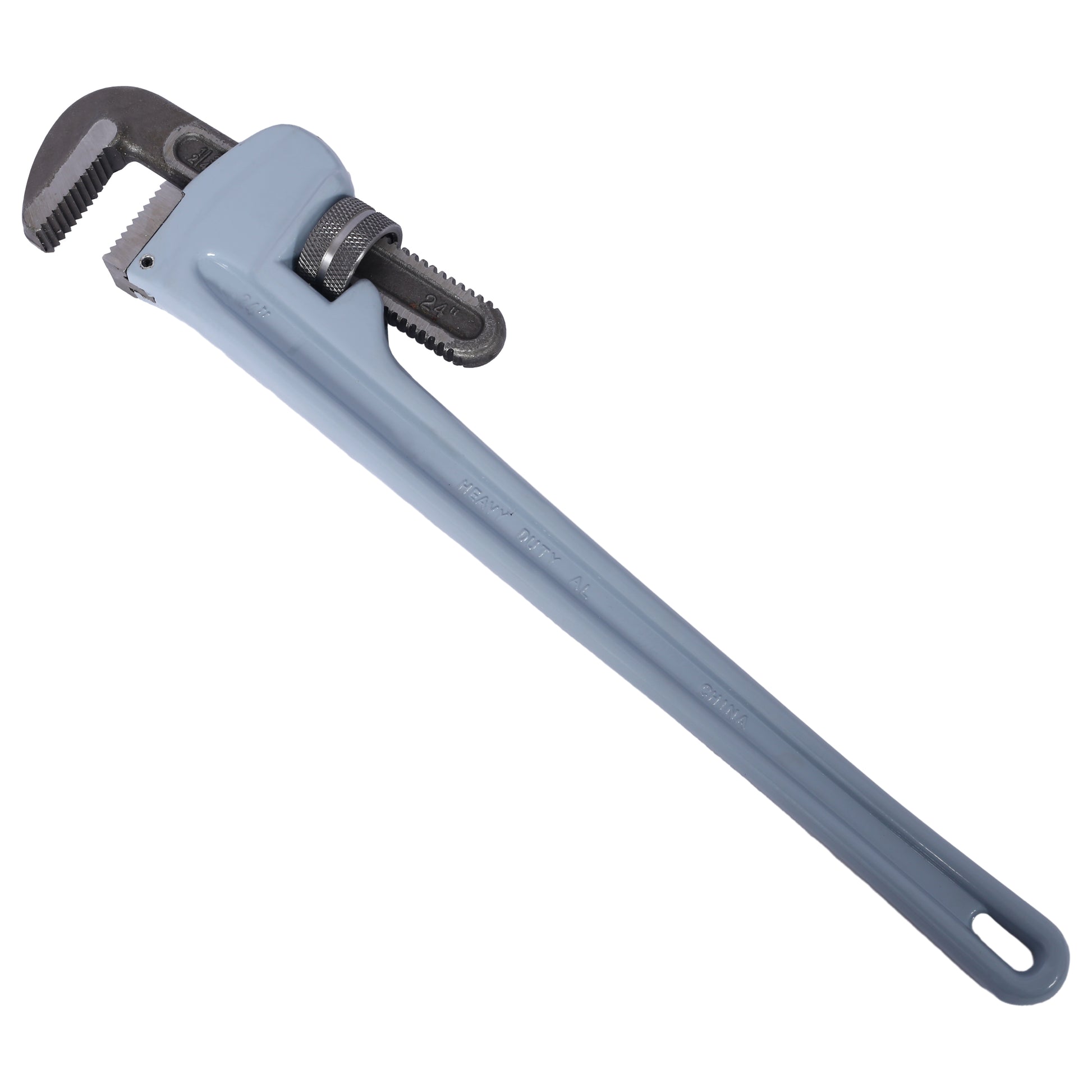 24 Inch Pipe Wrench Aluminum Straight Pipe Wrench Heavy Duty 24 Inch Plumbers Wrench,Easy To Carry, Hangable Design, For Water Pipes, Automotive Repairs Light Gray Aluminium Alloy