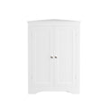 Floor Corner Cabinet With 2 Doors And Adjustable Shelves, Freestanding Narrow Cabinet Organizer, Corner Storage Cabinets For Bathroom, Kitchen, Living Room, Or Bedroom, White White 1 Mdf