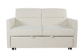 Loveseat Sleeper Pull Out Couch 3 In 1 Sofa Bed Adjustable Backrest Cream Wood Fabric