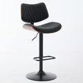 Walnut Bentwood Bar Stools Mid Century Modern Adjustable Counter Height Black Leather Upholstered 360 Swivel Bar Chairs For Kitchen Island Dining Room Cafe, 1 Chair 1Carton,Black Black Pu American Design 1 Foam Pu Leather