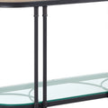 Ley 47 Inch Wood Sideboard Console Sofa Table, Industrial Design, Oak Brown Glass Metal