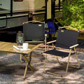 Outsunny 2 Pack Folding Camping Chair, Lightweight & Portable Beach Chairs Armchairs, Perfect For Festivals, Fishing, Picnic And Hiking, Black Black Metal