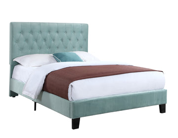 Luma Blue Queen Upholstered Bed Queen Blue Foam Solid Wood