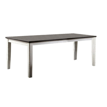 Ben 60 78 Inch Extendable Rectangular Dining Table, Brown Top, White Base Brown White Solid Wood