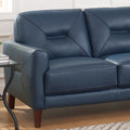 Mavis Leather Loveseat Navy Memory Foam Genuine Leather