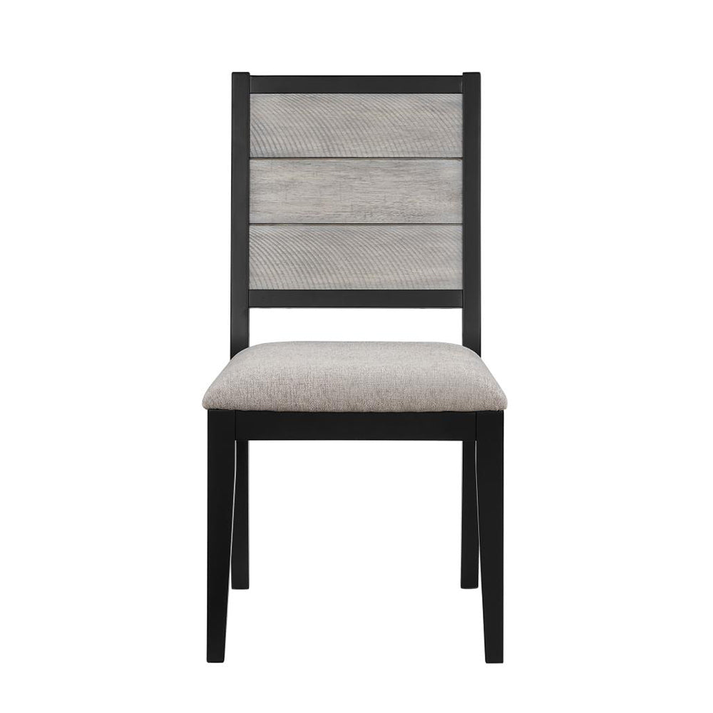 Set Of 2 Dining Chairs With Upholstered Seat, Grey And Black Solid Black Grey Dining Room Rectangular Dining Chairs Set Of 2 Plywood,Polyester