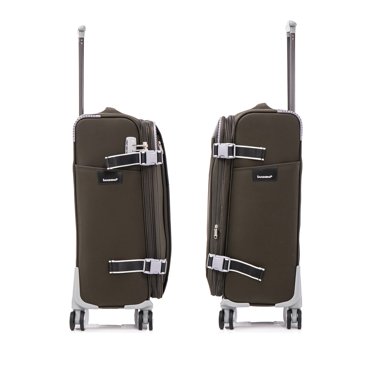 Softside Upright Luggage Set Expandable, Lightweight,4 Piece 20 24 28 32 Sage Green Contemporary Fabric
